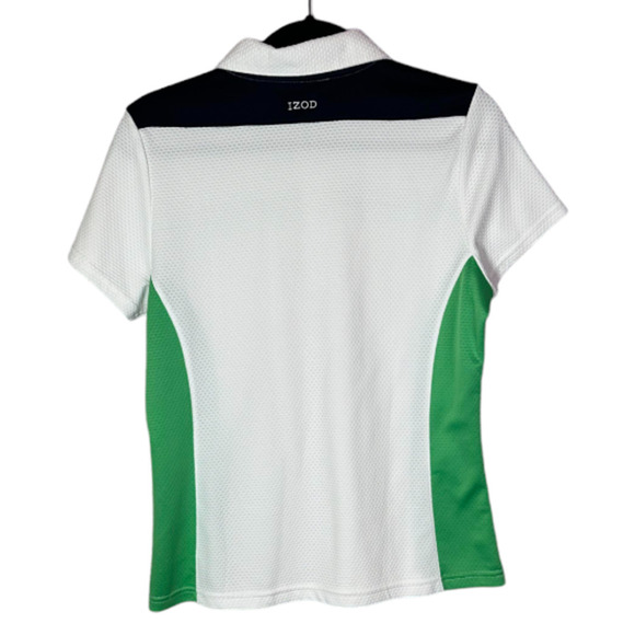 Women's Izod Cool FXG Short Sleeve 1/4 Zip Top White Black Green Y2K Style Sz M - Picture 2 of 6
